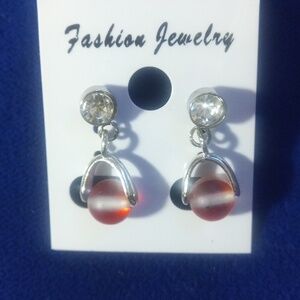 Fashion Jewelry Crystal and Red Drop Earrings